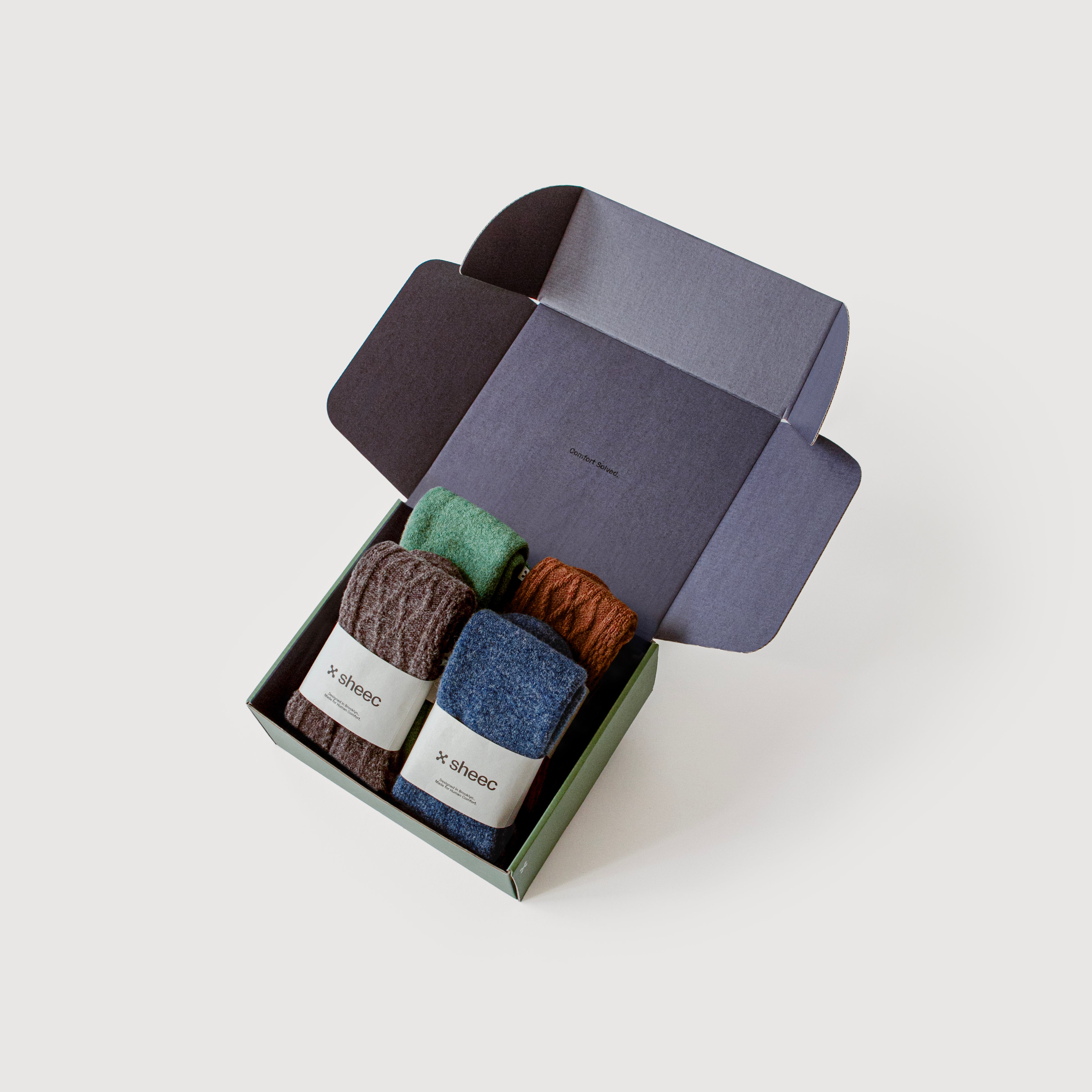 Wool Socks Set | 4 Pair Gift Box