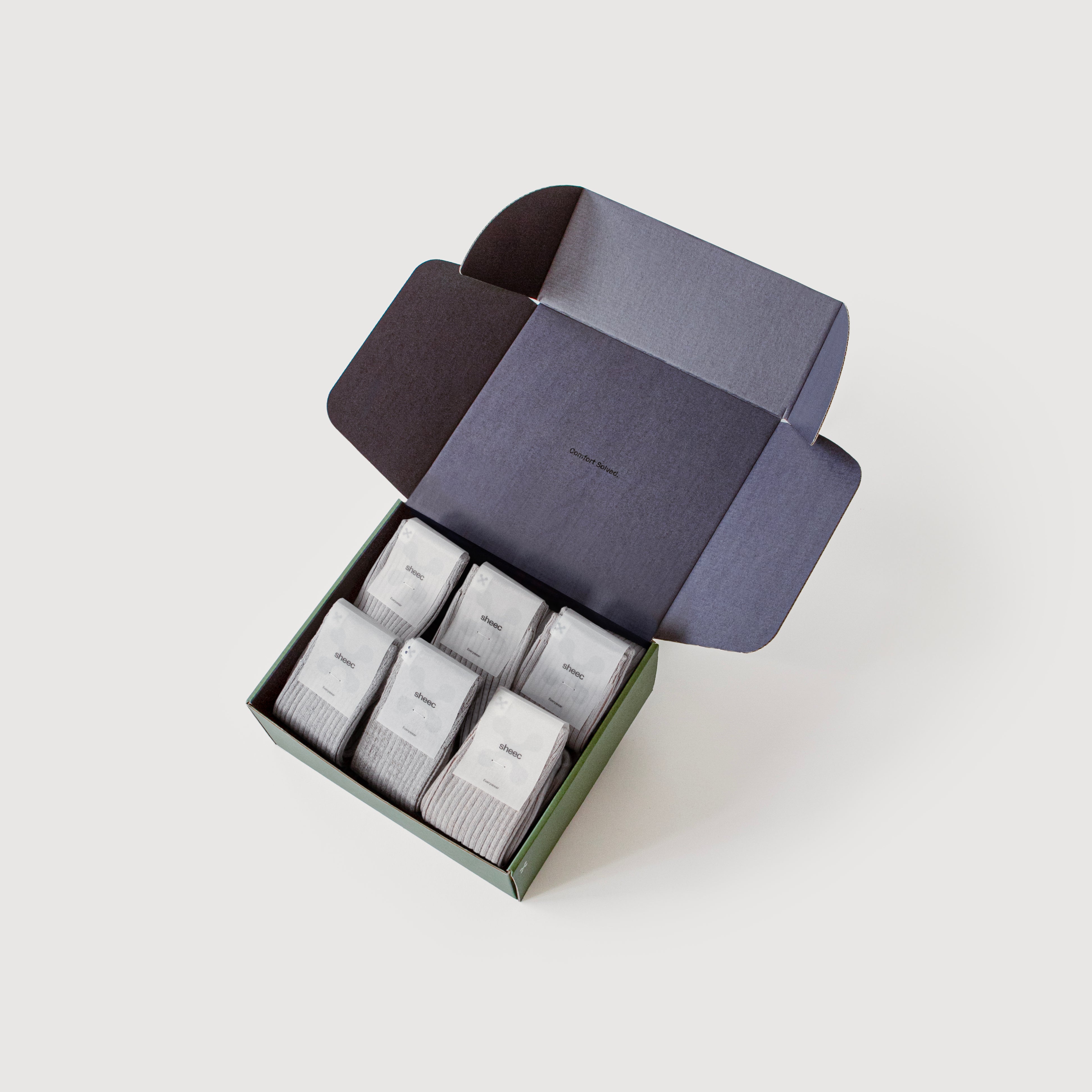 Everywear Refined Ribbed Socks | GRAY Two-tone 6 Pair Gift Box