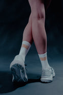 Reflective Compression Crew Socks – Running | ComFits Daybreak Jersey City Marathon Edition 2026 – White