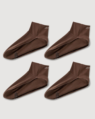 Ultra Thin Socks for Ankle Booties | Brown 4-Pair Multipack