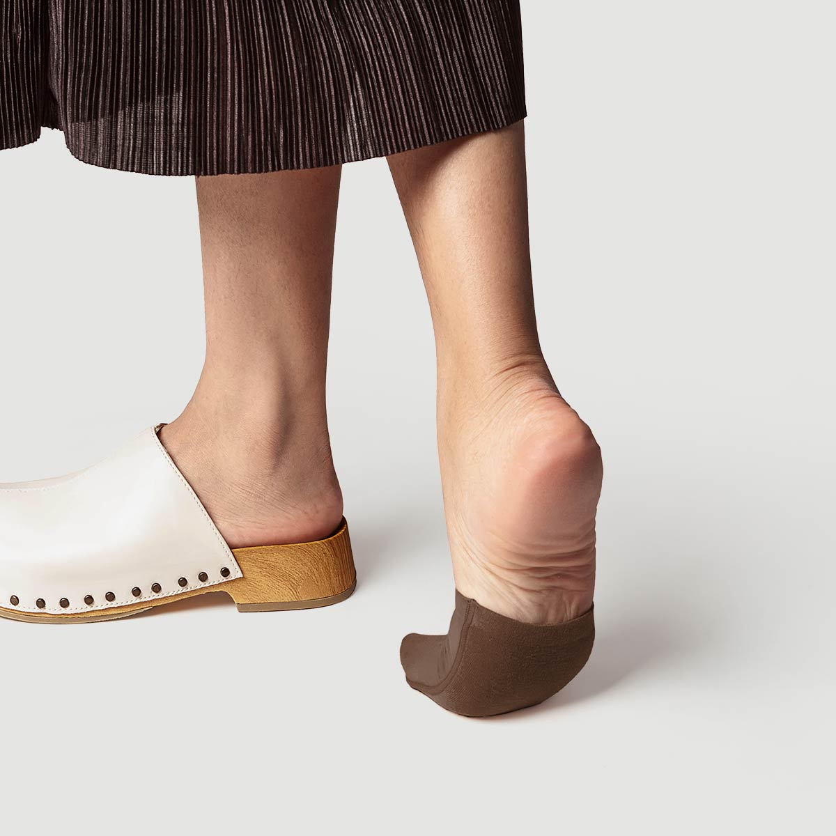 Ultra Thin Toe Cover Half Socks | Brown