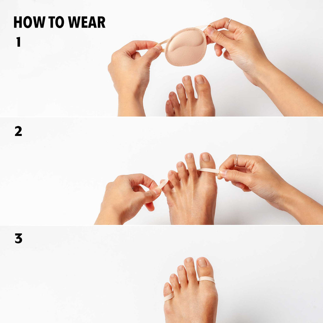 Small elastic straps wrap around big toe and pinky toe to keep the Sockshion in place. They are small enough to still remain hidden in most shoes.