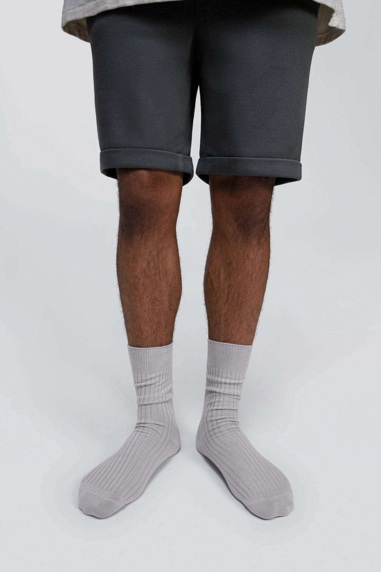 Sheec Everywear Refine Ribbed Gray Crew Model Model