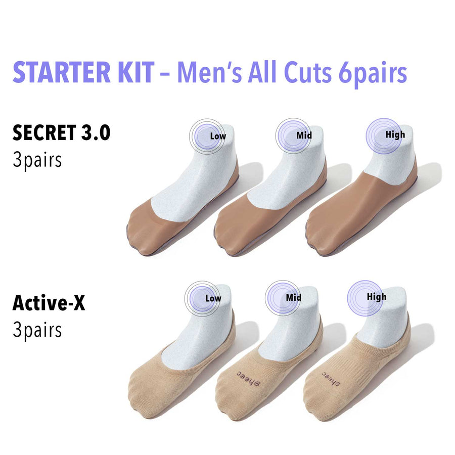 Variety of Coverage Socks for Men | 6 Pairs of Casual & Dress Socks | Starter Kit Tan & Beige
