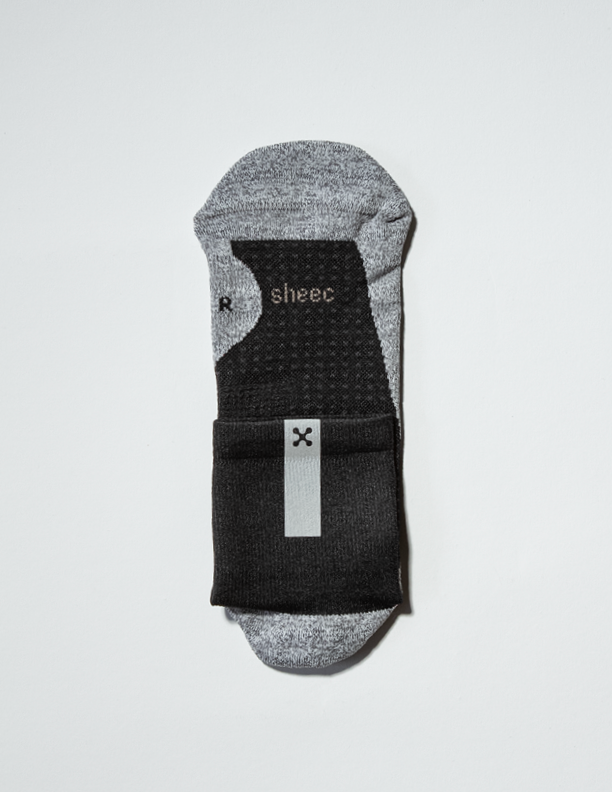 Daybreak – Reflective Compression Quarter Crew Socks | Black + Silver