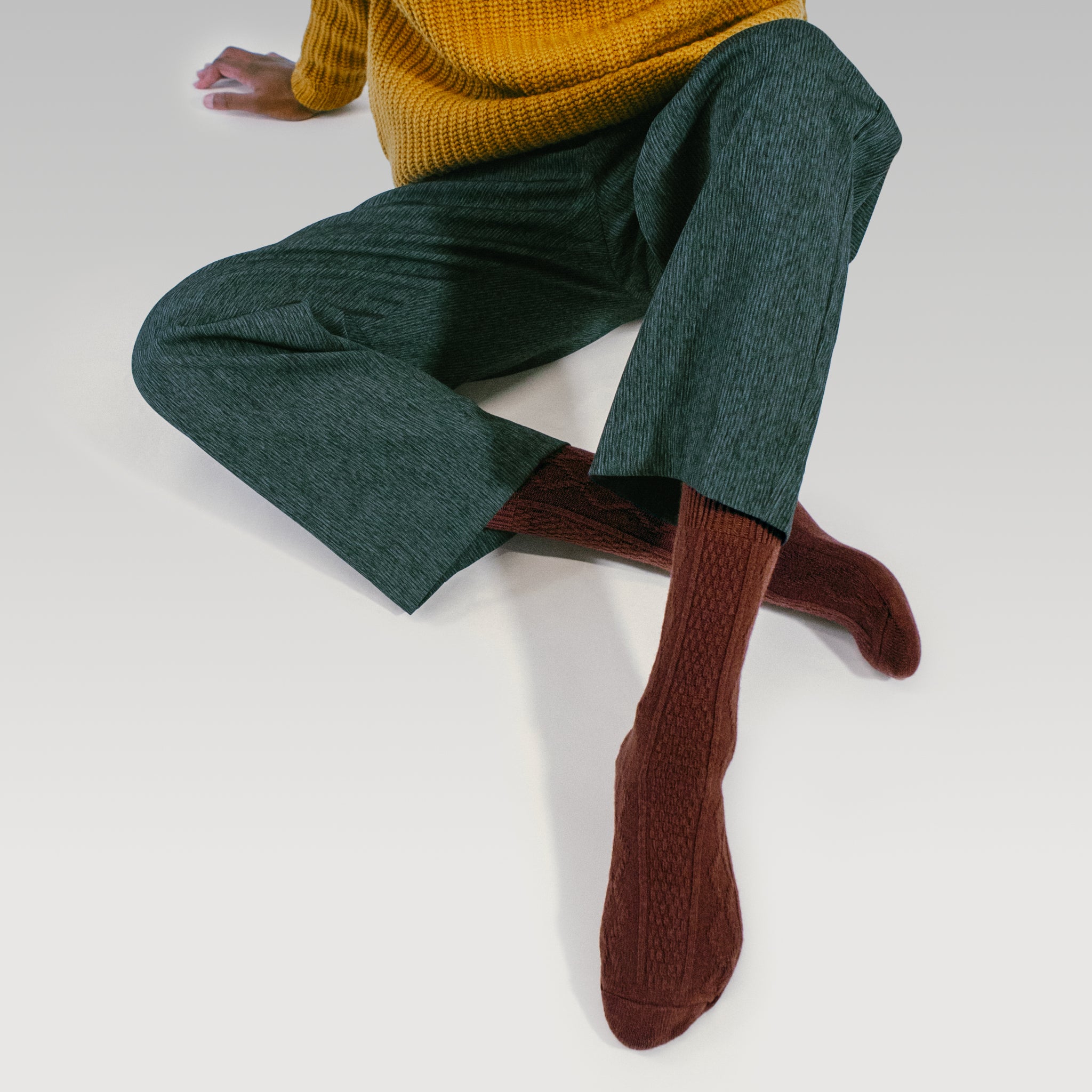 Cable Knit Wool Socks | Terracotta