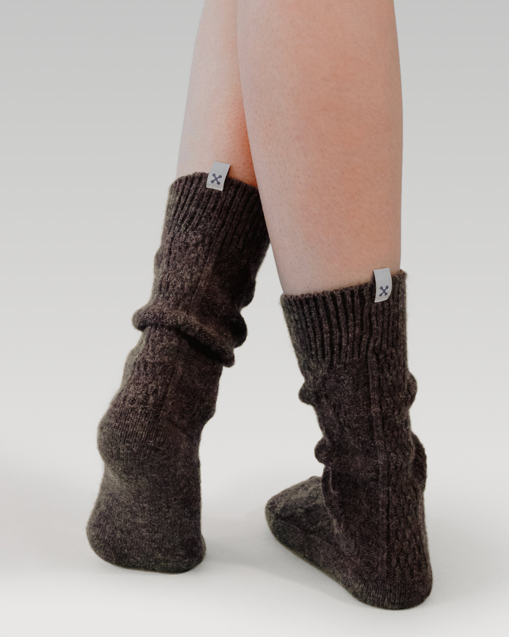 Cable Knit Wool Socks | Mocha