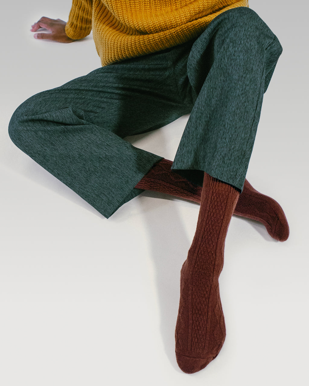 Cable Knit Wool Socks | Terracotta