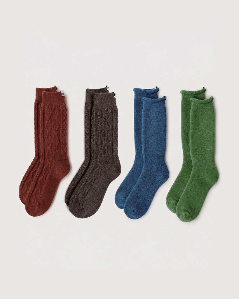 Wool Socks | Cable & Terry 4-Pair Bundle