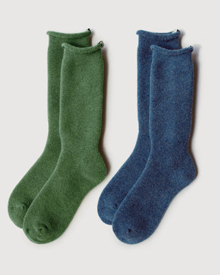 Terry Wool Socks | Sage & Navy 2-Pair Multipack