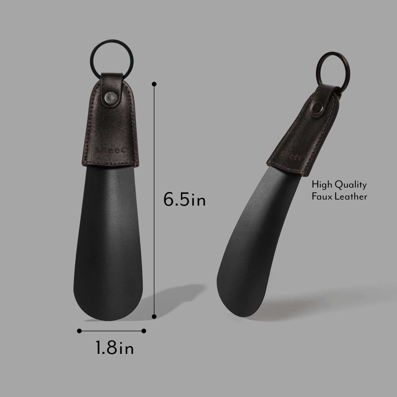 Sheec Metal Shoe Horn with Leather Handle size