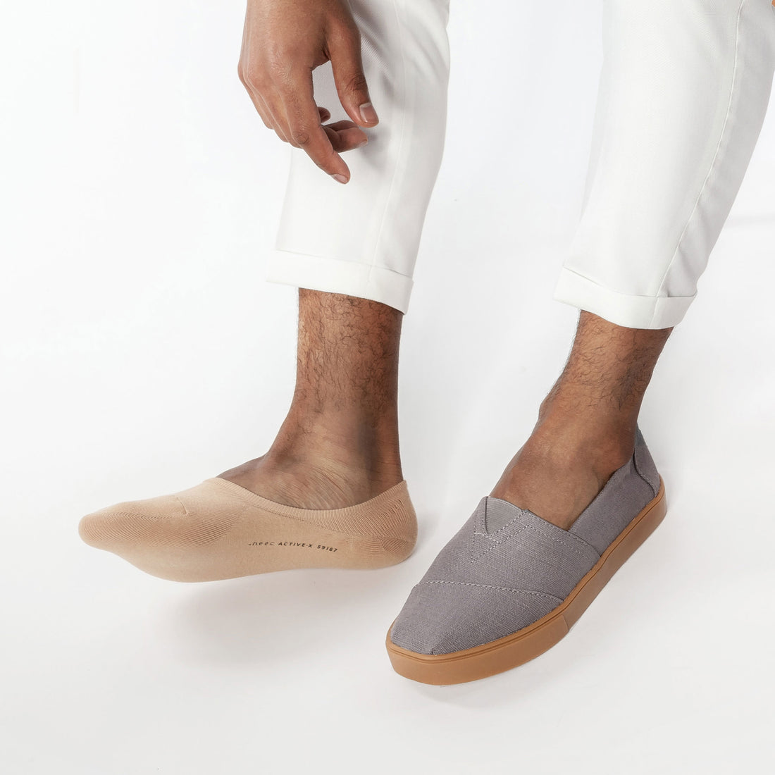 No show socks for men, pairs perfectly with men's slip on shoes. | Color-Beige