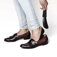 Sheec Metal Shoe Horn with Leather Handle Lifestyle Women